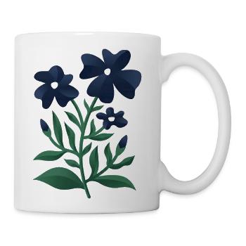 Midnight Blue Bloom Botanical Print - Coffee/Tea Mug - white - Right