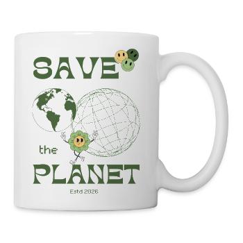 Save the Planet Eco Globe Floral Design - Coffee/Tea Mug - white - Right