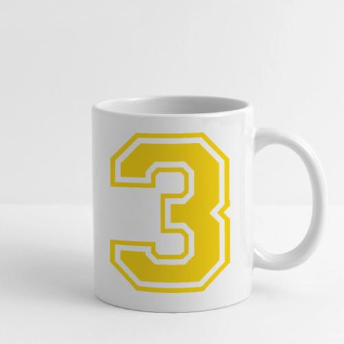 Number 3 in a classic athletic collegiate font - Coffee/Tea Mug