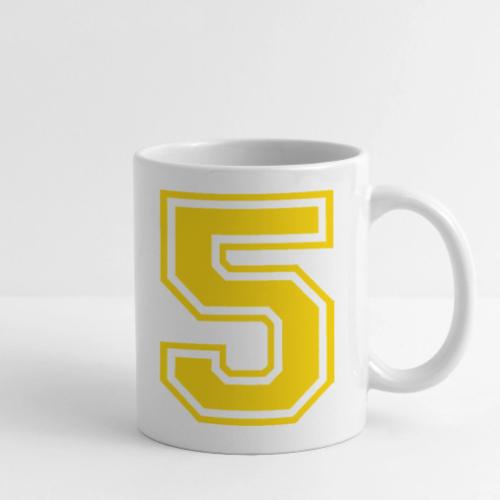 Number 5 in a classic athletic collegiate font - Coffee/Tea Mug