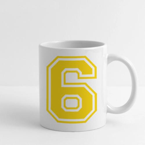 Number 6 in a classic athletic collegiate font - Coffee/Tea Mug