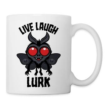 Live Laugh Lurk Kawaii Mothman Cryptid - Coffee/Tea Mug - white - Right