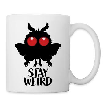 Stay Weird Creepy Cute Mothman Cryptid - Coffee/Tea Mug - white - Right
