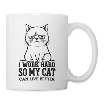 Grumpy Cat - I Work Hard So My Cat Can Live Better - Coffee/Tea Mug - white - Right