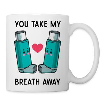 Funny Asthma Inhalers Love T-Shirt - Coffee/Tea Mug - white - Right