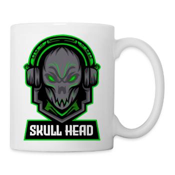 Skull Head Logo Art Design – Bold Gothic T-Shirt G - Coffee/Tea Mug - white - Right