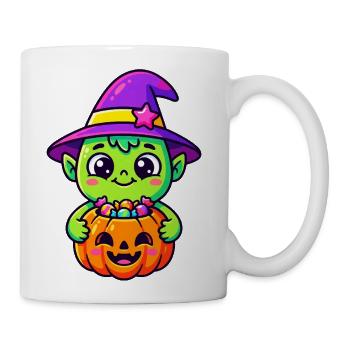 Cute Pumpkin Goblin Witch - Coffee/Tea Mug - white - Right