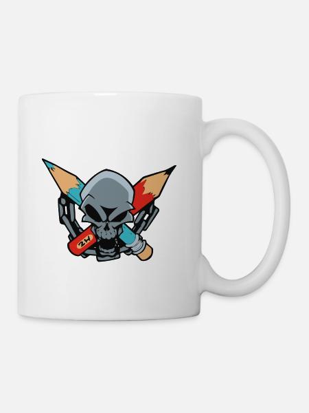 skull pencil - Coffee/Tea Mug - white