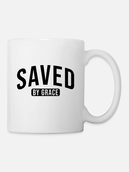 Saved By Grace Christian Faith Believer retro - Coffee/Tea Mug - white