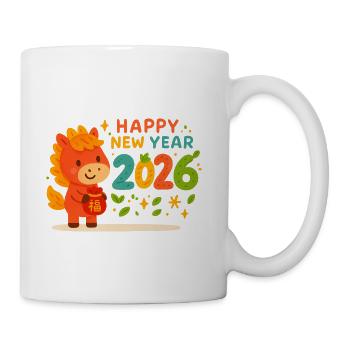 Cute Pony for New Year 2026 Celebration - Coffee/Tea Mug - white - Right