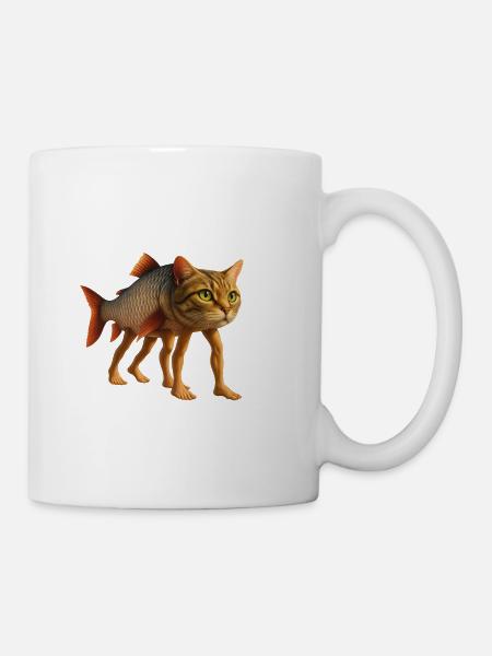 Finned Feline Hybrid - Coffee/Tea Mug - white