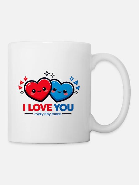 Two Hearts Love You Design - Coffee/Tea Mug - white