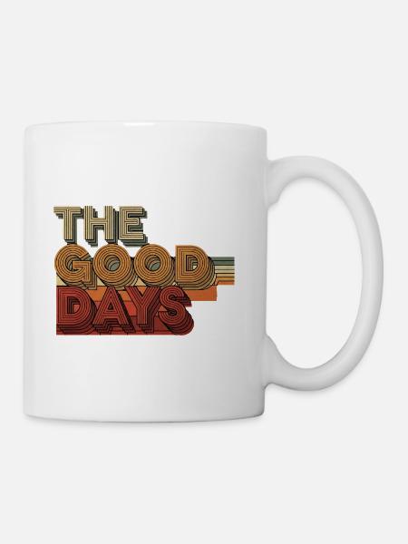 The Good Days Retro Stacked Letters - Coffee/Tea Mug - white