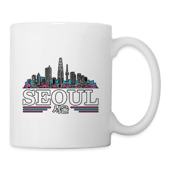 Seoul Skyline Neon Line Art - Coffee/Tea Mug - white - Right