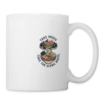 Ramen Mountain Scenic Route Funny Food T-Shirt - Coffee/Tea Mug - white - Right