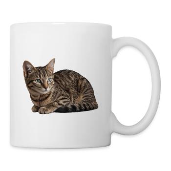 Cozy Tabby Cat Portrait - Coffee/Tea Mug - white - Right