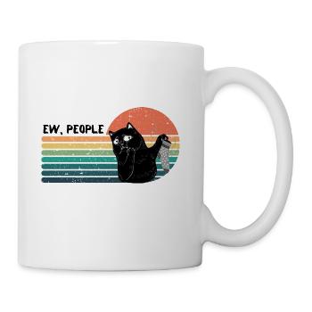 Ew, people - Disgusted Black Cat with Smelly Sock - Coffee/Tea Mug - white - Right