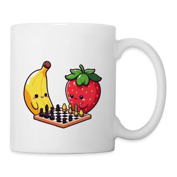 Chess banana and strawberry checkerboard - Coffee/Tea Mug - white - Right