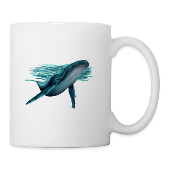 Azure Whale in Ocean Brushstroke - Coffee/Tea Mug - white - Right