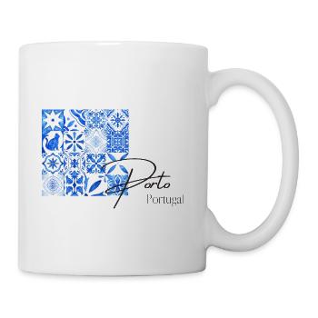 Azulejo Blue Tile Mosaic Porto, Portugal - Coffee/Tea Mug - white - Right