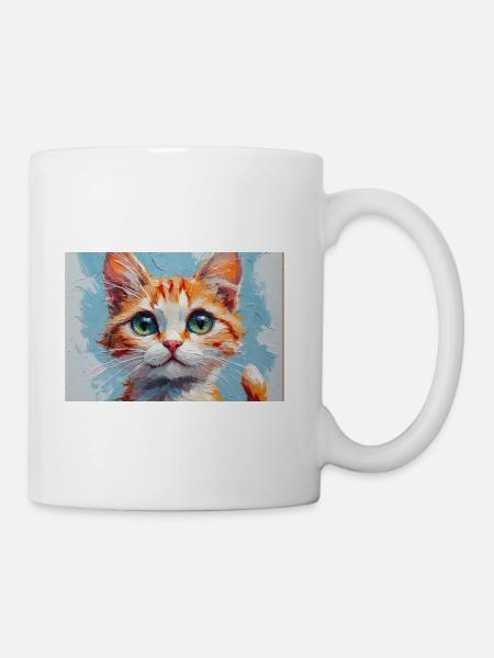 Emerald Gaze Feline - Coffee/Tea Mug - white
