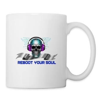 Reboot Your Soul - Cyberpunk Tech Skull Headphones - Coffee/Tea Mug - white - Right