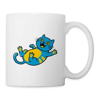 Blue Cat Playful Belly Art - Coffee/Tea Mug - white - Right