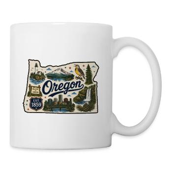 Oregon Beaver State Vintage Travel Sticker - Coffee/Tea Mug - white - Right