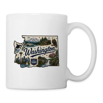 Washington State Mount Rainier Vintage Sticker - Coffee/Tea Mug - white - Right