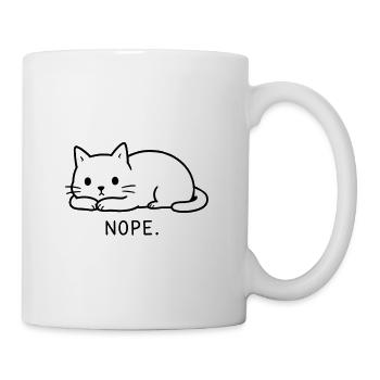 Nope Funny Cute Cat Loaf Minimalist Line Art - Coffee/Tea Mug - white - Right