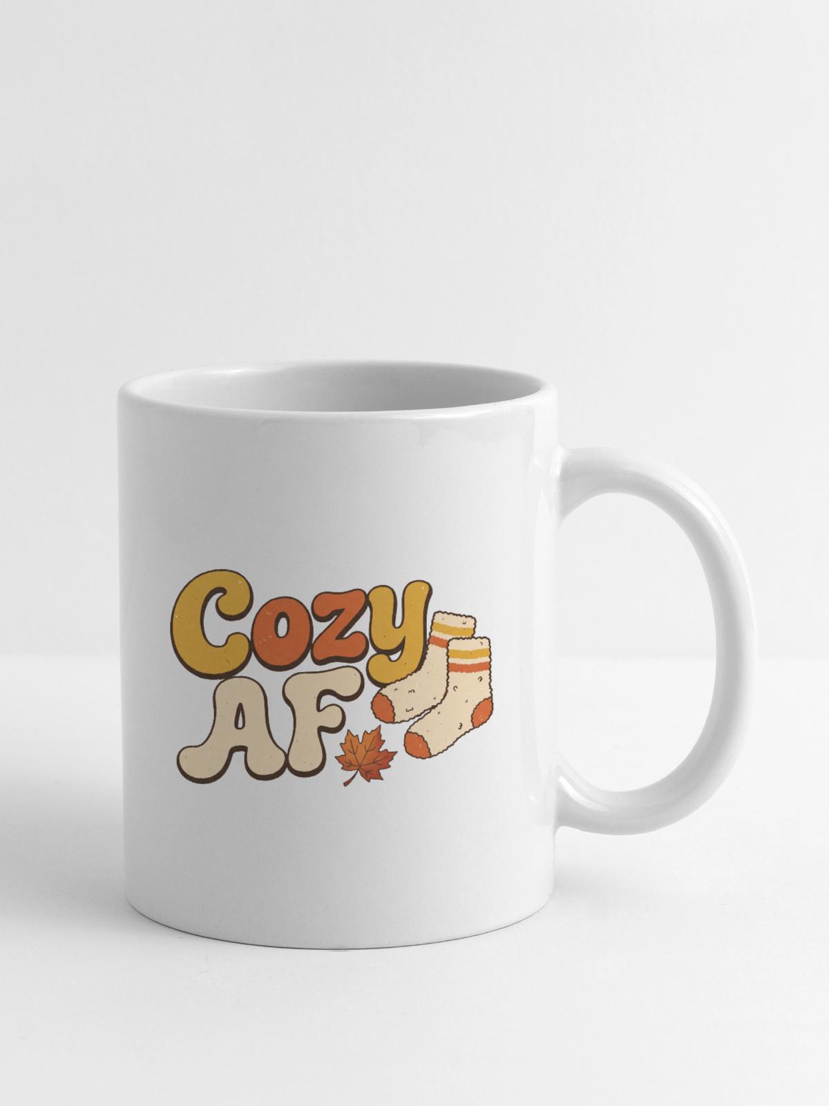 Cozy AF Autumn Socks - Coffee/Tea Mug - white - Right