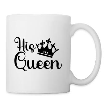 His Queen Golden Crown Elegant Romantic Couple Mat - Coffee/Tea Mug - white - Right