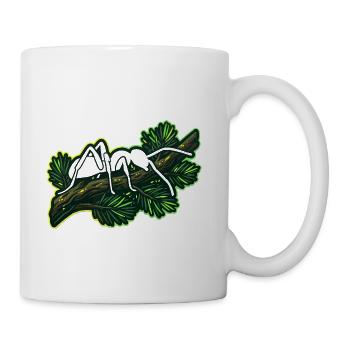 White Ant On Pine Branch Nature Illustration - Coffee/Tea Mug - white - Right