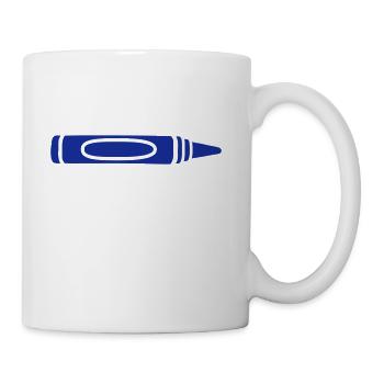 Blue wax crayon cool - Coffee/Tea Mug - white - Right