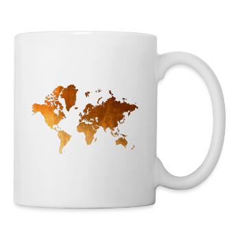 World map golden earth design - Coffee/Tea Mug - white - Right