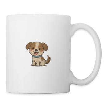 Cozy Puppy Cartoon with Collar - Coffee/Tea Mug - white - Right