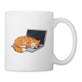Cozy Tabby on Laptop - Coffee/Tea Mug - white - Right