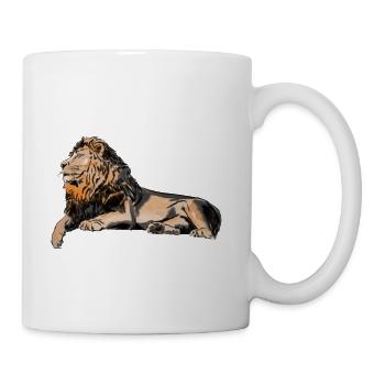 Resting Lion Watercolor - Coffee/Tea Mug - white - Right