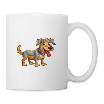 Vibrant Cartoon Dog with Blue Collar - Coffee/Tea Mug - white - Right