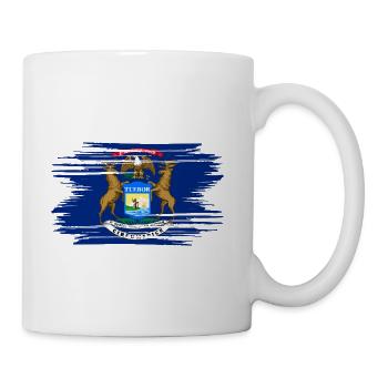 Distressed Michigan Flag MI - Coffee/Tea Mug - white - Right