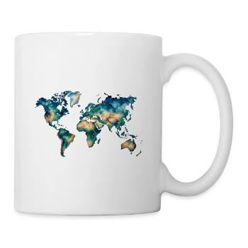 Colorful World Map Artistic Watercolor Earth Graph - Coffee/Tea Mug - white - Right