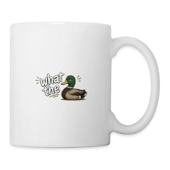 What the Duck | Funny Mallard Duck Pun Cartoon - Coffee/Tea Mug - white - Right