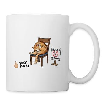 The Ultimate Act of Feline Defiance: Cat Rules - Coffee/Tea Mug - white - Right