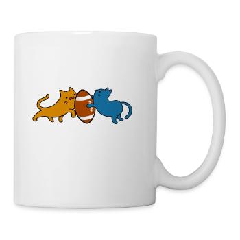Football Frenzy - Orange vs Blue Cat - Coffee/Tea Mug - white - Right
