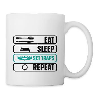 Eat Sleep Set Traps Repeat Hunting Hunter - Coffee/Tea Mug - white - Right