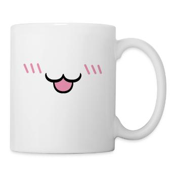 Uwu open mouth cat shy blushing - Coffee/Tea Mug - white - Right
