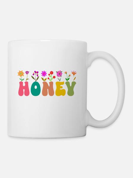 Groovy Floral Honey Grandma Flowers Hippie Mothers - Coffee/Tea Mug - white