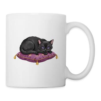 Elegant Black Cat Resting on Cushion - Coffee/Tea Mug - white - Right
