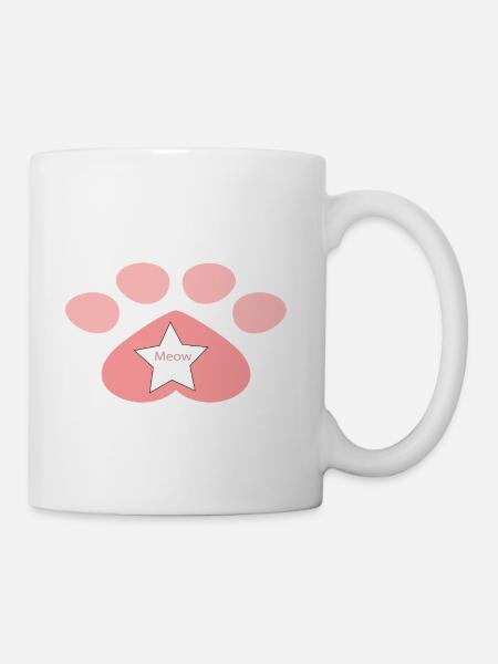 Meow Heart Pawprint - Coffee/Tea Mug - white