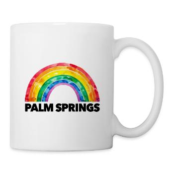 Palm Springs Pride Rainbow Script LGBTQ Gay Travel - Coffee/Tea Mug - white - Right
